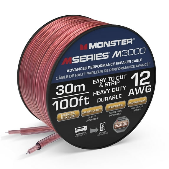 Monster VMM30011 12 Gauge Electrical Wire, 100 Ft, Oxygen-Free Copper