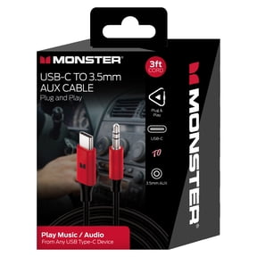 Monster 3ft USB-C to 3.5mm AUX Cable Automotive/Portable Use 3 Foot Cable