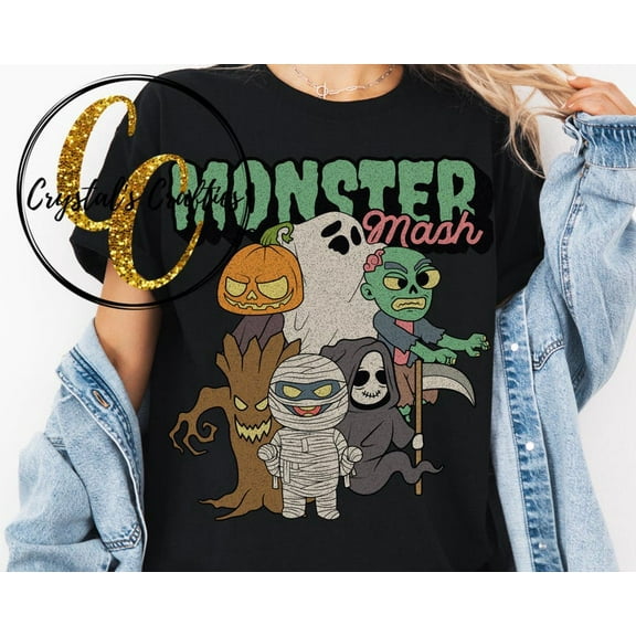 Monster Mash Halloween T-shirt, Retro Monsters Design, Distressed Halloween Tee, Spooky Halloween Shirt