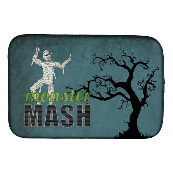 Monster Mash with Mummy Halloween Dish Drying Mat