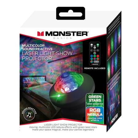 Monster Multi-color Sound-Activated LED Laser Light Show Projector, Project up to 30ft away, 4.5" mini projector, Remote Control price history and forecast - Monster MLB7-2001-RGB