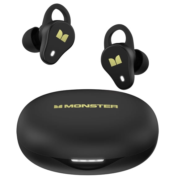 Monster N-Lite 210 Wireless Earbuds, Bluetooth 5.4 in-Ear Stereo Headphones, Built-in Mic for Crystal Clear Call, 32H Playtime, Type-C Charging, Waterproof in-Ear Ear Buds Earphones for Sports, Black