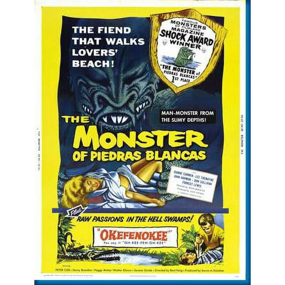 Monster Of Piedras Blancas Double Feature Movie Poster 12x16 Print on Metal Sign 12in x 16in Square Adults Best Posters