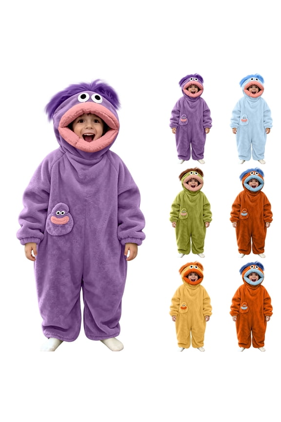 Monster Onesie, Big Mouth Monster Onesie, Plush Monster Onesie Pajamas, Soft Plush Loungewear, Blue 120