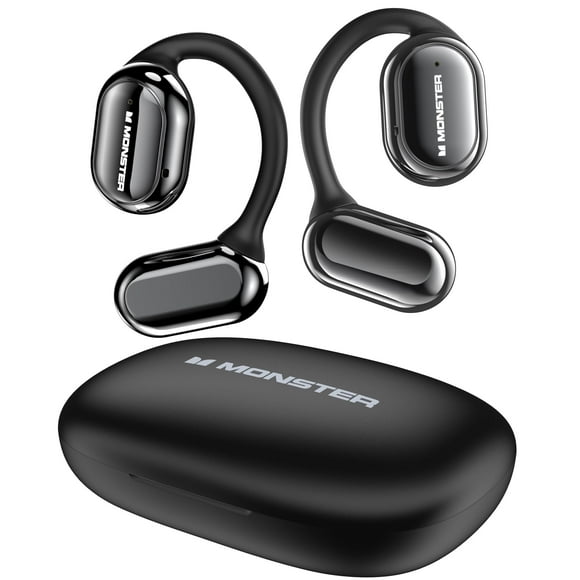 Monster Open Ear Headphones, Bluetooth 5.3 Wireless Headphones with Earhooks, Immersive Stereo Sound by Dual Large Driver, Clear Talk, 30H Playtime,Waterproof Sport Earbuds for Running