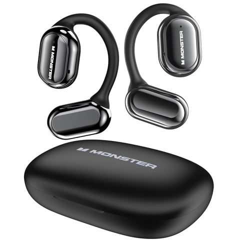 Monster Open Ear Headphones, Bluetooth 5.3 Wireless Headphones with Earhooks, Immersive Stereo Sound by Dual Large Driver, Clear Talk, 30H Playtime,Waterproof Sport Earbuds for Running