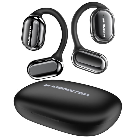 Monster Open Ear Headphones, Bluetooth 5.3 Wireless Headphones with Earhooks, Immersive Stereo Sound by Dual Large Driver, Clear Talk, 30H Playtime,Waterproof Sport Earbuds for Running