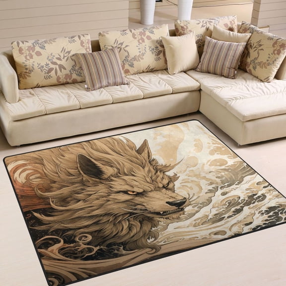 Monster Or Beast Wolf Wave Area Rug Washable 80 x 58 Floor Carpet Mat Non Slip for Bedroom Living Room Home Decor