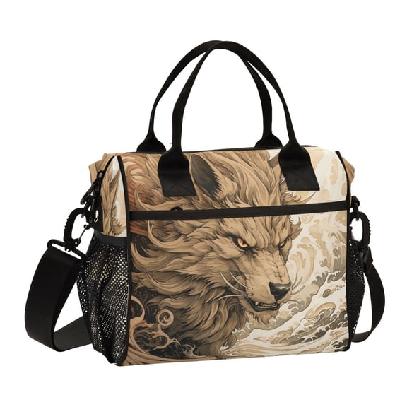 Monster Or Beast Wolf Wave Cooler Bag Lunch Bag Soft Cooler Cooling Tote Insulated Lunch Box for Adult Men Women