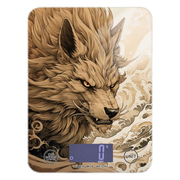 Monster Or Beast Wolf Wave Food Scale Digital Kitchen Scale Waterproof Tempered Glass Tare Function 11 lb for Baking Cooking Meal Prep