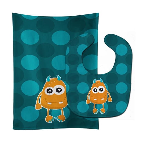 Monster Orange Baby Bib & Burp Cloth
