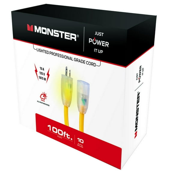 Monster Outdoor Yellow Extension Cord 10/3 SJTW