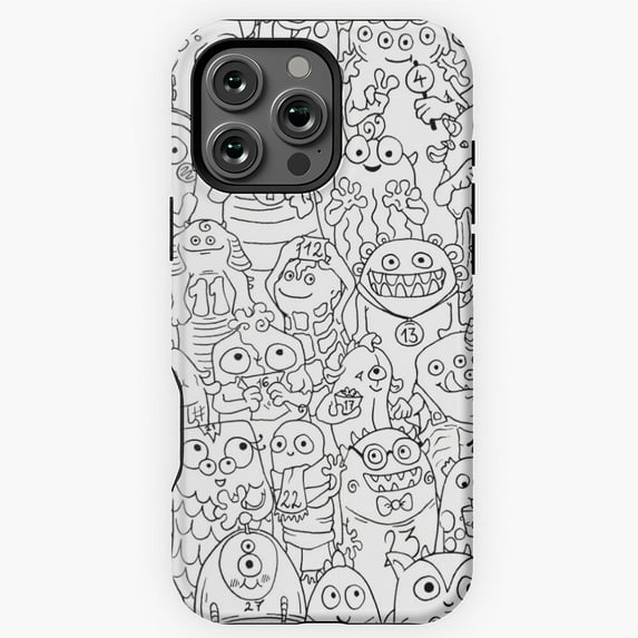 Monster Party Coloring Countdown Art Phone Case for iPhone 16 15 14 13 12 11 Pro Max