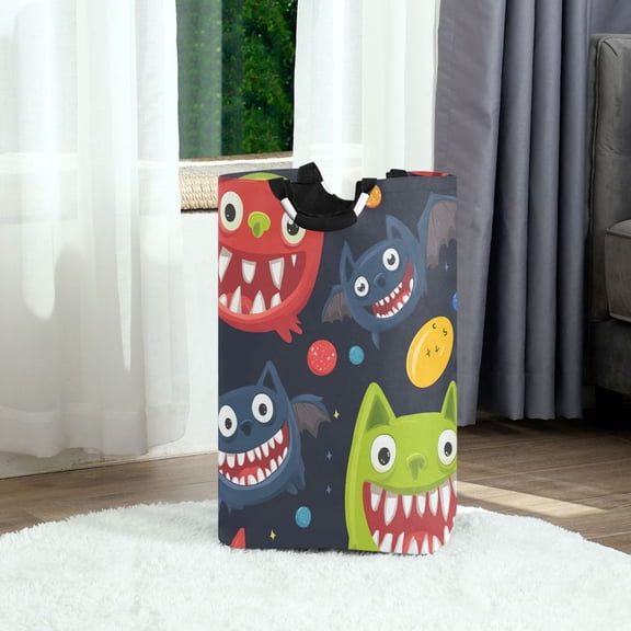 Monster Pattern Design Foldable Laundry Hamper 12.6x11x22.7in with Handles for Bathroom Bedroom Storage