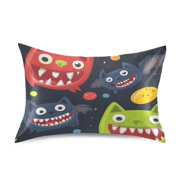 Monster Pattern Design Pillowcase Queen Size Luxury Silky Soft Wrinkle Resistant Envelope Closure 30x20in