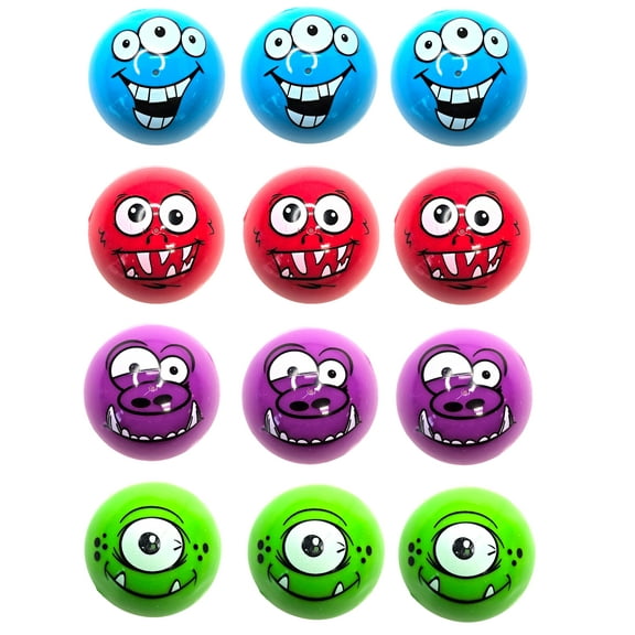 Monster Poppers (12 Pack) (2 Inch) Rubber Prize, Party Favor and Carnival Toy Includes Red, Blue, Green and Purple Poppers