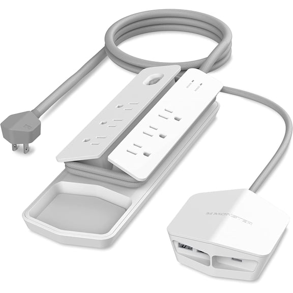 Monster Power Center Vertex Detachable Power Strip Surge Protector with 6 AC Outlets, 2 USB-A & 1 USB-C Ports