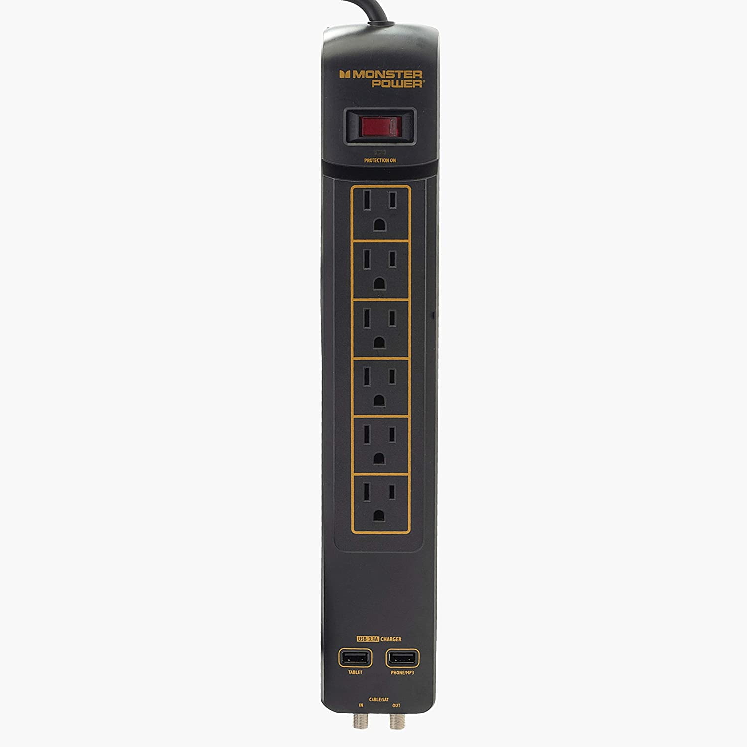 Monster Power Surge Protector 6Outlet Power Strip, Gold 600 AVU+