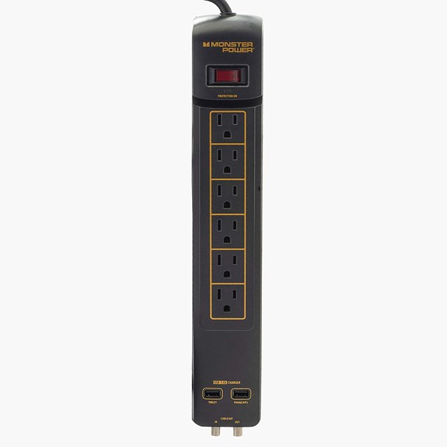 Monster Power Surge Protector 6Outlet Power Strip, Gold 600 AVU+
