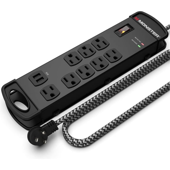Monster Pro MI Professional Surge Protector Power Strip - 8 Outlets, 15 ft Cord