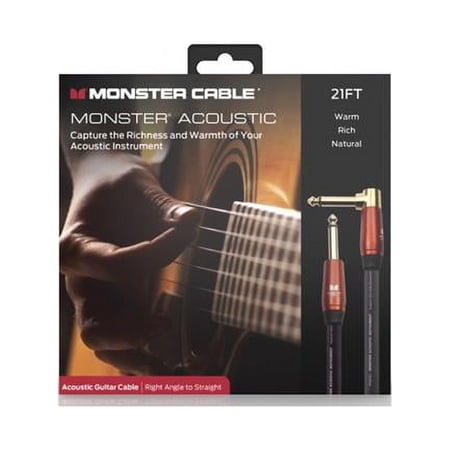 Monster Prolink Acoustic Instrument Cable, 21ft - Right Angle to Straight Connector