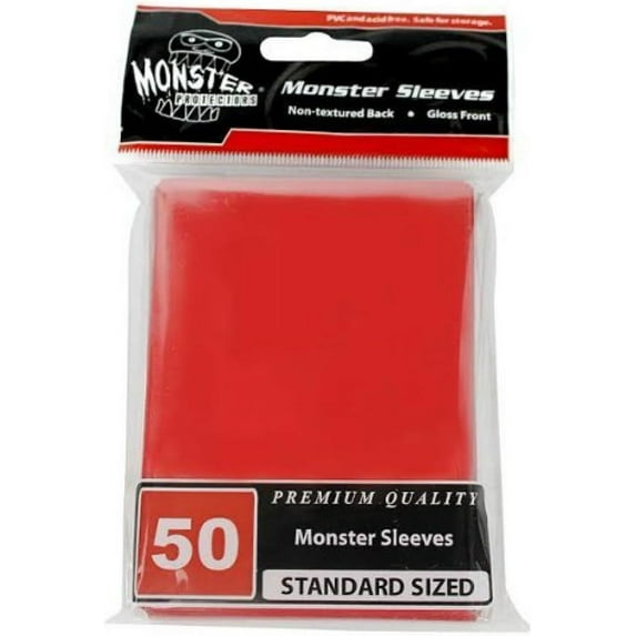 Monster Protector Sleeves - Standard Size Gloss - RED (Fits MTG Magic The Gathering and Other Standard Sized Gaming Cards) - Great Gift for Kids, Adults & Collectors