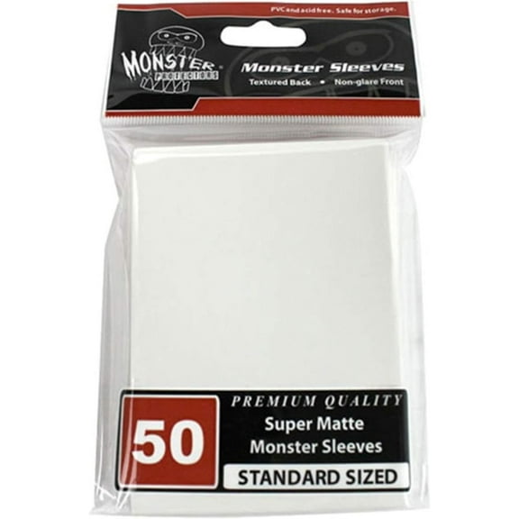 Monster Protector Sleeves - Standard Size Super Matte - White (Fits MTG Magic The Gathering and Other Standard Sized Gaming Cards)