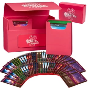 Monster Protectors Magnetic Double Deck Box- Pink, Holds 150 TCG Cards, Self-Locking Closure- Compatible with Pokemon, MTG Magic: The Gathering, & Yu-Gi-Oh | Fits Standard & Small Size Trading Cards