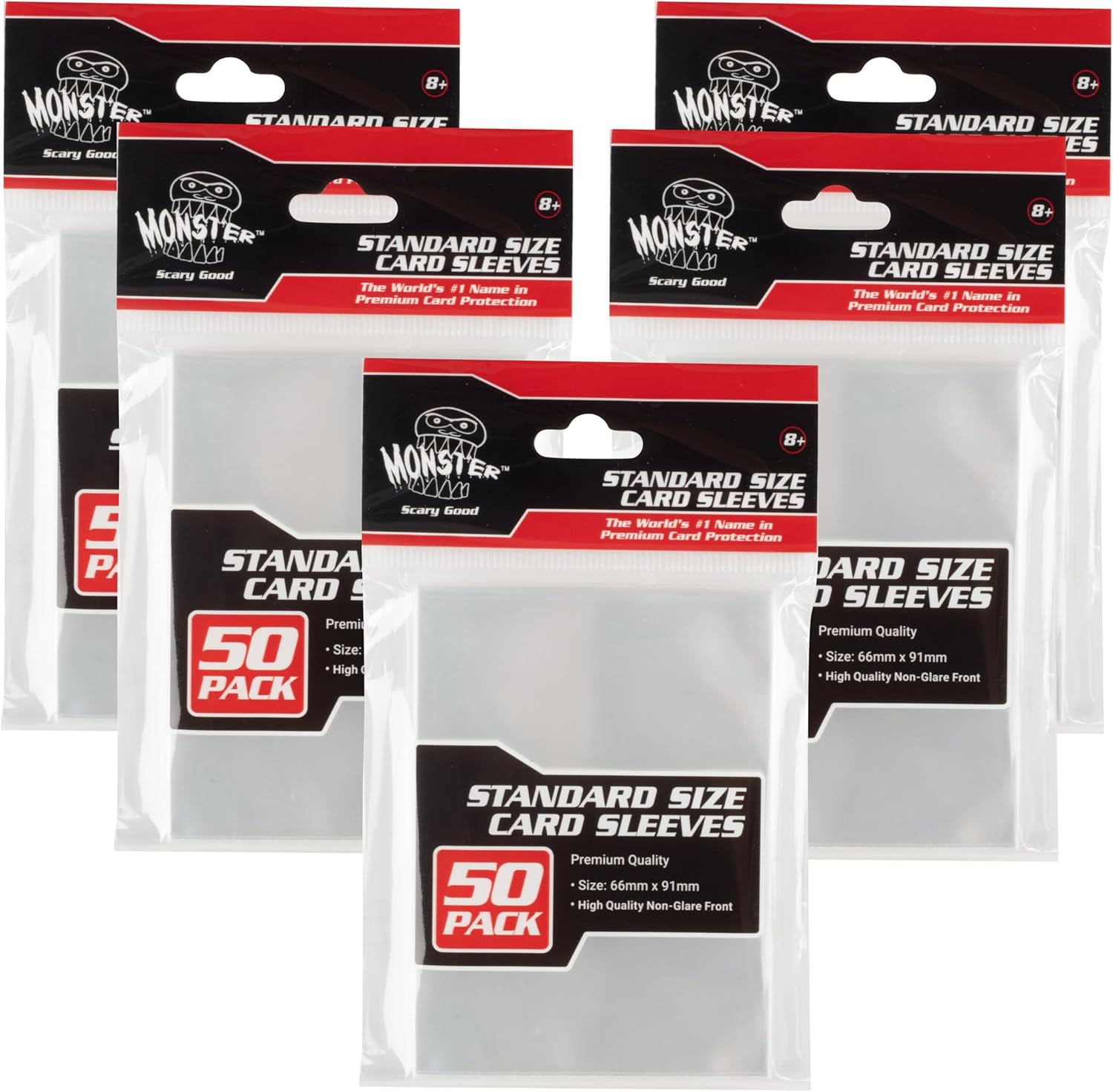 Monster Protectors Clear Card Sleeves 250 Pack for Standard Size(66mm x  91mm) Trading Cards and Board Game Cards - 100 Micron Thickness Sleeves -  Ultra Clear, Gift - Walmart.com