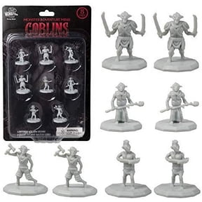 Monster Protectors Fantasy Goblin Mini Figures 8 Unpainted Unique Design 1" Hex-Sized, Compatible with DND Dungeons Dragons
