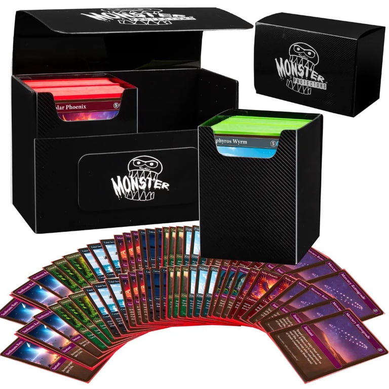 Monster Protectors Magnetic Double Deck Box - Black, Holds 150