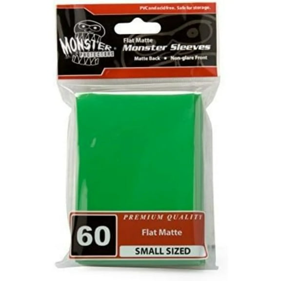 Monster Protectors Sleeves Sleeves - Smaller Size Flat Matte - Green (Fits Smaller Sized Gaming Cards)