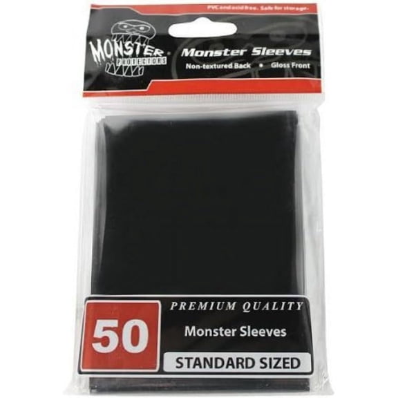 Monster Protectors Sleeves - Standard Size Gloss - Black (Fits MTG Magic The Gathering and Other Standard Sized Gaming Cards) - Great Easter Basket Stuffer