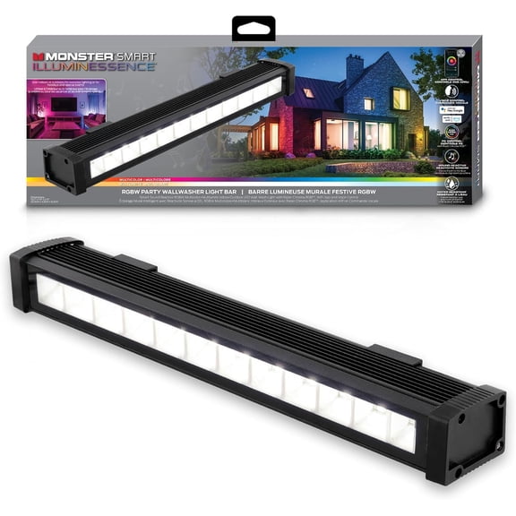 Monster RGBW Wall Washer Light Bar, Smart Sound Reactive Indoor/Outdoor Wall Wash LED Light, Dimmable, Voice Control Works with Alexa, Siri, Google, Razer Chroma, Water Resistant, Scenes, Smart App