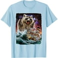 thumbnail image 1 of Monster Raccoon as Kraken Attack a Ship at High Seas Softstyle Unisex T-Shirt,Light Blue Color,Size L, 1 of 5