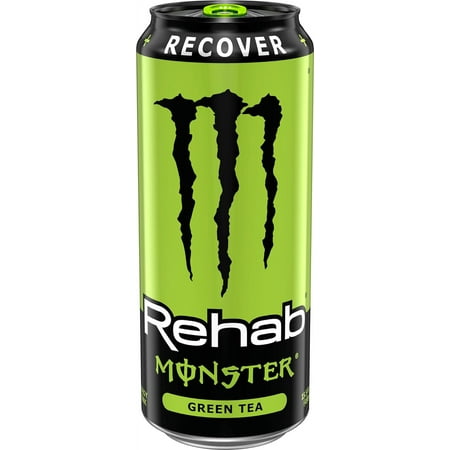 Monster Rehab Green Tea + Energy, Energy Iced Tea, Energy Drink 15.5 Ounce (Pack of 16)