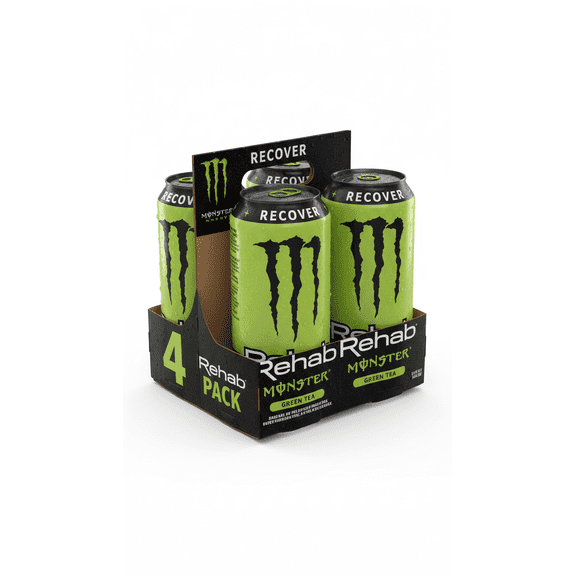 Monster Rehab Green Tea + Energy, Energy Iced Tea, Energy Drink 15.5 Ounce