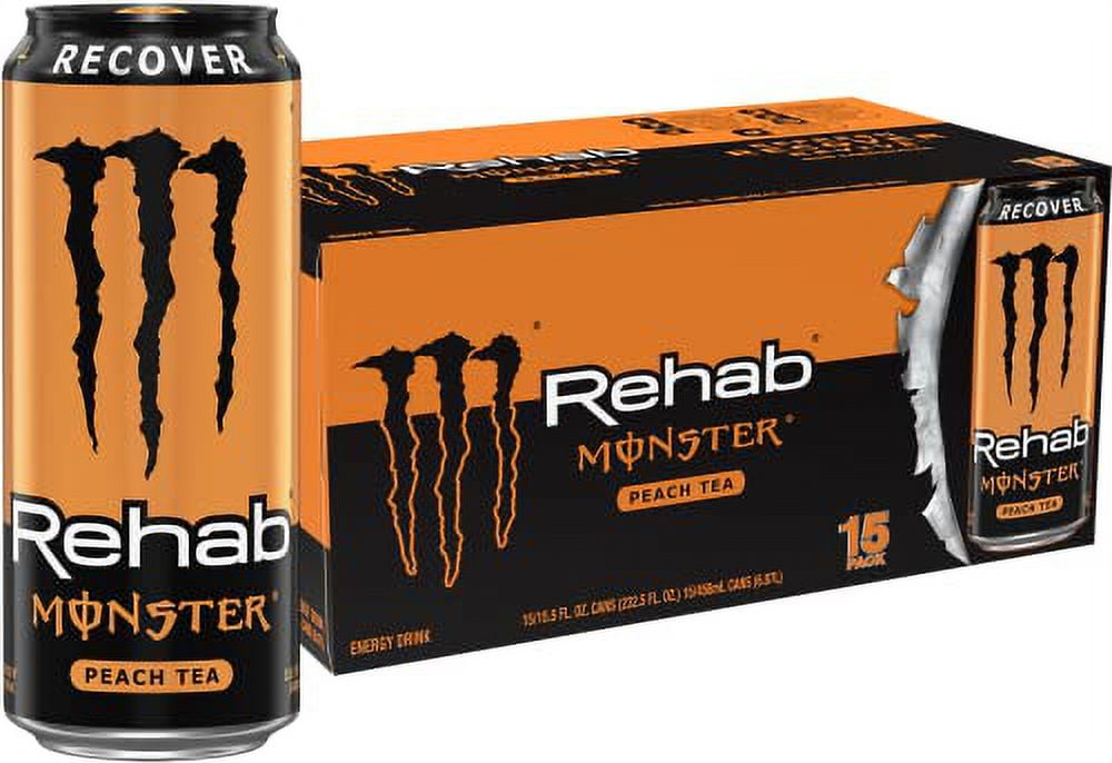 Monster Rehab Peach Tea + Energy, Energy Iced Tea, Energy Drink, 15.5 ...