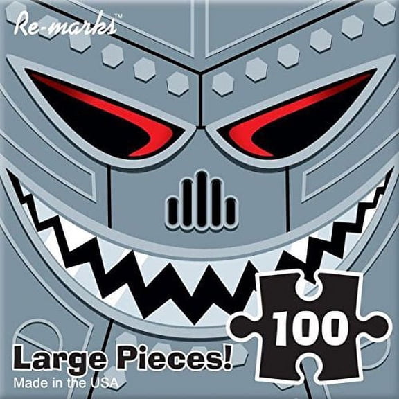Re-marks Gray Monster Robot 100 Piece Fun Puzzle, 10 x 10"