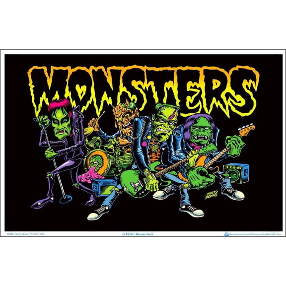 Monster Rock by Dirty Donny Flocked Blacklight Poster - 35" x 23"