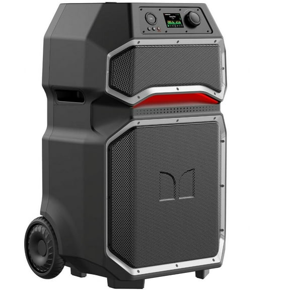 Monster Rockin' Roller X Indoor/Outdoor Portable Bluetooth Speaker | Powerful 1000W, 15 Subwoofer | All Terrain Wheels, Weather Resistant, Dual Mic & Guitar Inputs, TWS Pairing, App Control