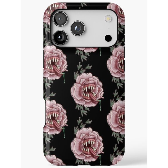 Monster Rose Teeth and Tongue Black Tough Case for Apple iPhone, Polycarbonate Shell with TPU Liner