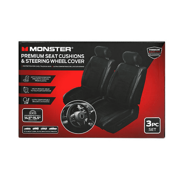 Monster Seat Cover - 2pk with Steering Wheel Cover