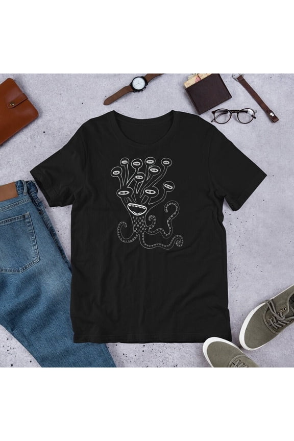 Monster Shirt Folk Art Print Weird Alien Quirky Cute Birthday Gothic Housewarming Gifts Fu