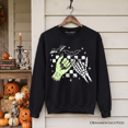 thumbnail image 1 of Monster Skeleton Pinky Promise Sweatshirt, Funny Spooky Halloween Sweater, 1 of 9