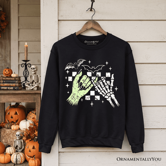 Monster Skeleton Pinky Promise Sweatshirt, Funny Spooky Halloween Sweater