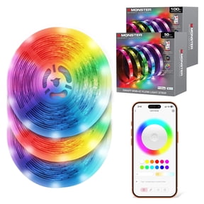 Monster Smart 150ft Indoor LED Strip Lights, Multicolor Flow LED Lights for Bedroom, App & Voice Control