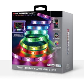 Monster Smart 25ft LED Strip Lights, Multicolor Flow LED Lights for Bedroom, Sound Reactive, App & Voice Control