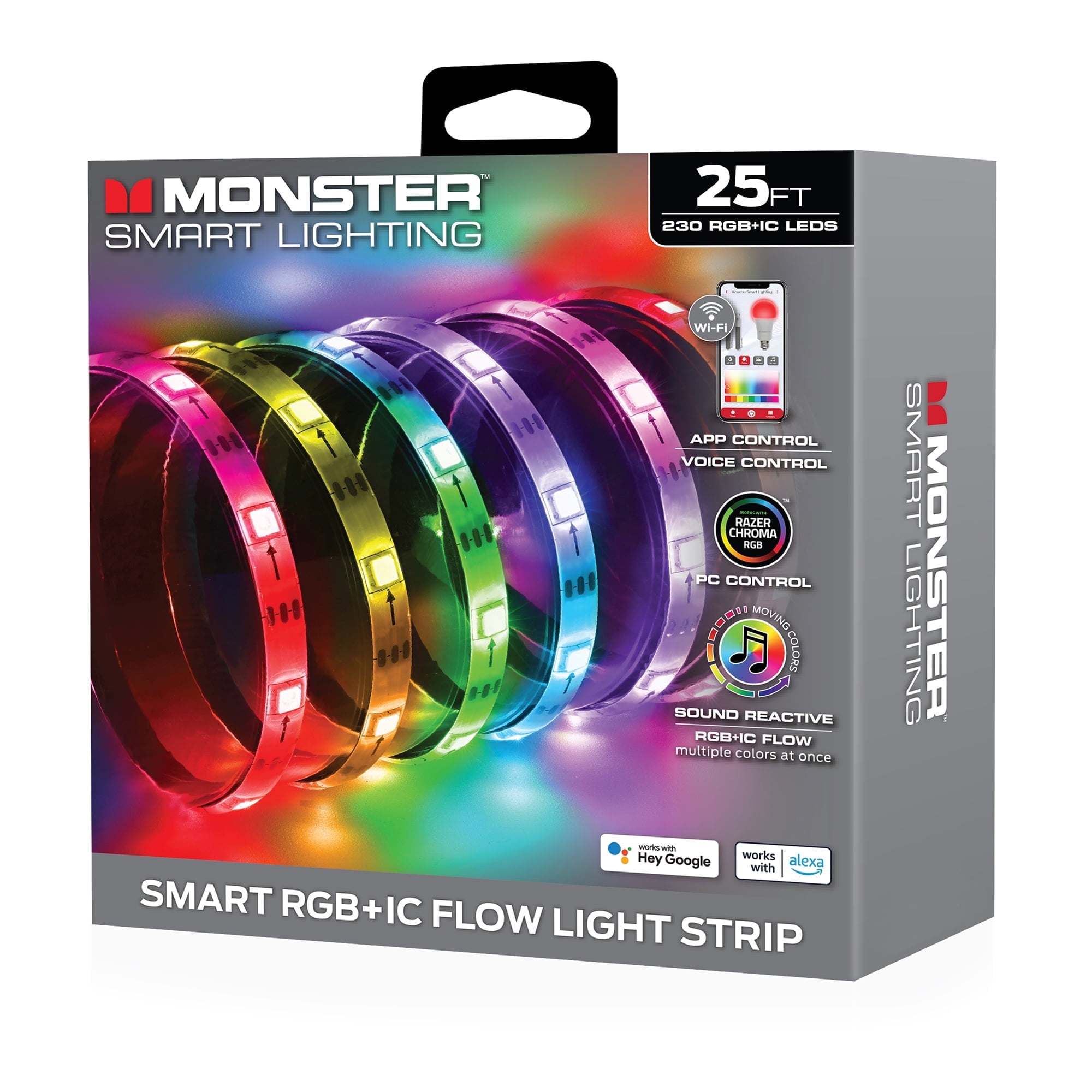 25ft Multicolor LED Light Strip with Sound Reactive Technology
