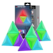 Monster Smart Lighting 3D Prism 12-Pack Interlocking RGBIC LED Wall Lights, Music Sync, Voice & App Control, Works with Alexa, Google, Siri
